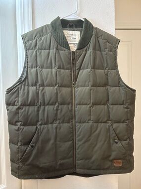 Eddie Bauer Olive Quilted Goose Down Vest